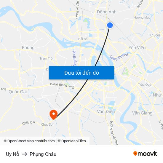 Uy Nỗ to Phụng Châu map