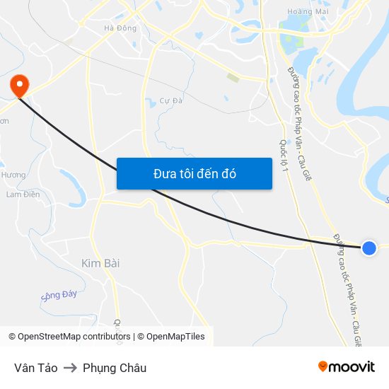 Vân Tảo to Phụng Châu map