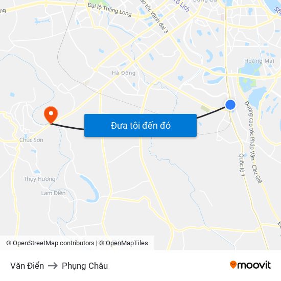 Văn Điển to Phụng Châu map