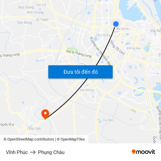 Vĩnh Phúc to Phụng Châu map