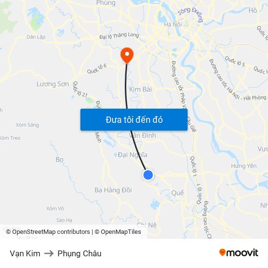 Vạn Kim to Phụng Châu map