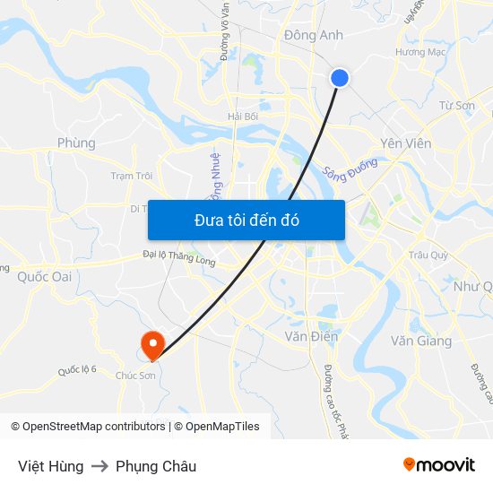 Việt Hùng to Phụng Châu map