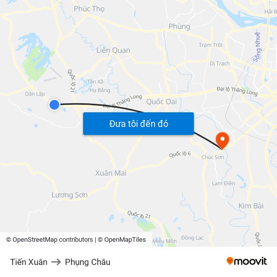 Tiến Xuân to Phụng Châu map