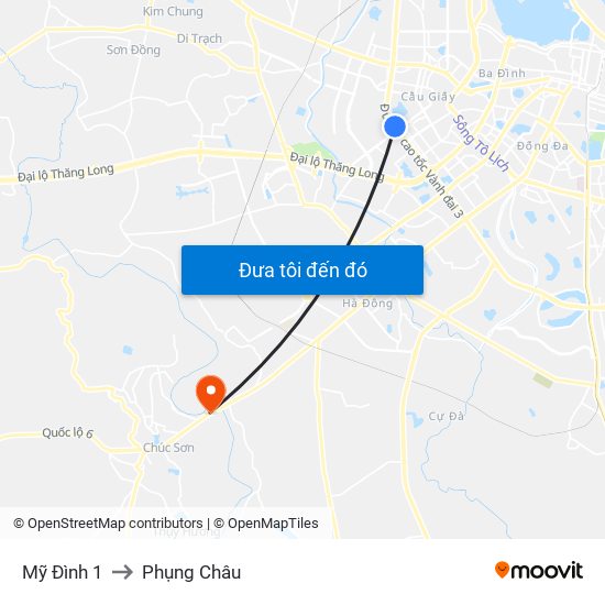 Mỹ Đình 1 to Phụng Châu map