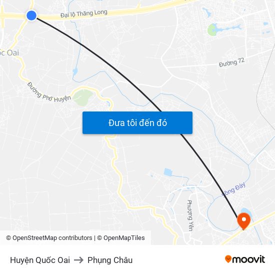 Huyện Quốc Oai to Phụng Châu map