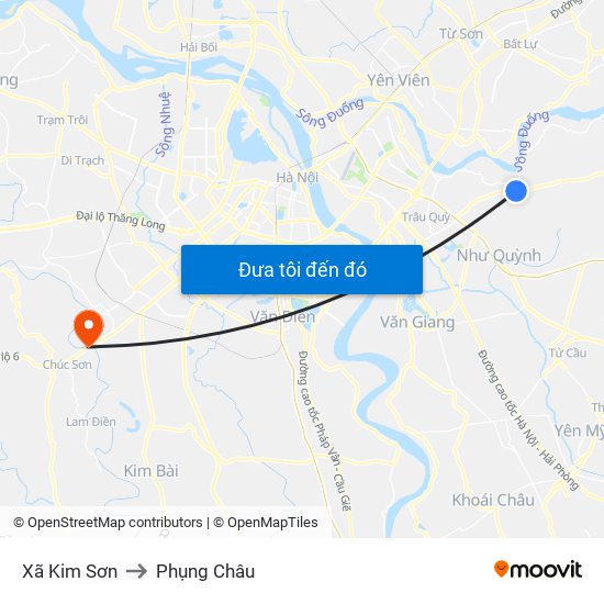 Xã Kim Sơn to Phụng Châu map