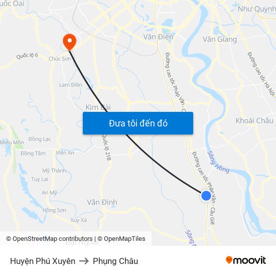 Huyện Phú Xuyên to Phụng Châu map