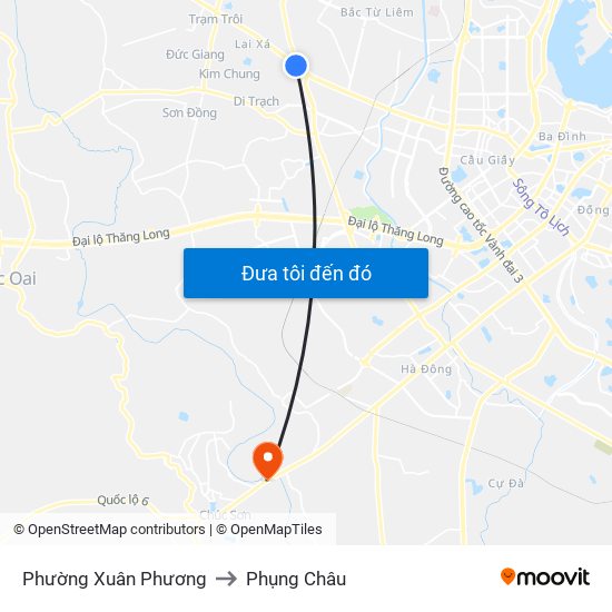 Phường Xuân Phương to Phụng Châu map