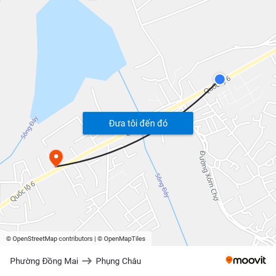 Phường Đồng Mai to Phụng Châu map