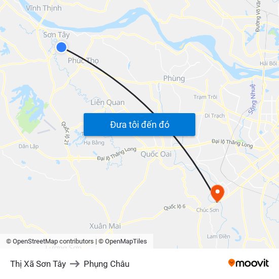 Thị Xã Sơn Tây to Phụng Châu map