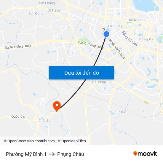 Phường Mỹ Đình 1 to Phụng Châu map