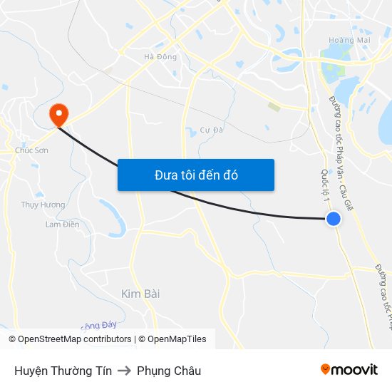 Huyện Thường Tín to Phụng Châu map