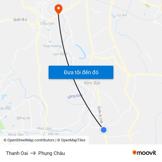 Thanh Oai to Phụng Châu map
