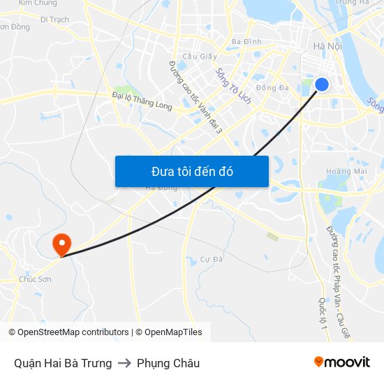 Quận Hai Bà Trưng to Phụng Châu map