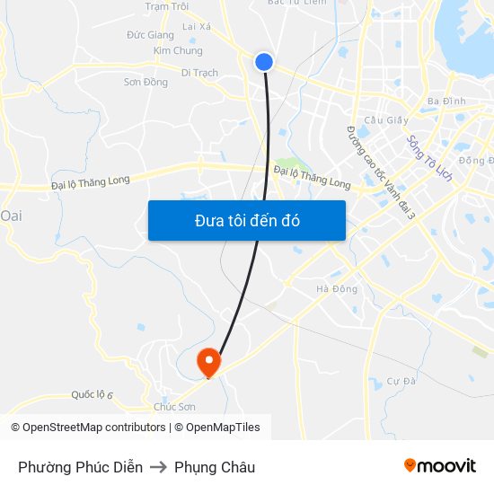 Phường Phúc Diễn to Phụng Châu map