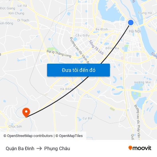 Quận Ba Đình to Phụng Châu map