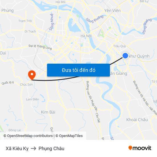 Xã Kiêu Kỵ to Phụng Châu map