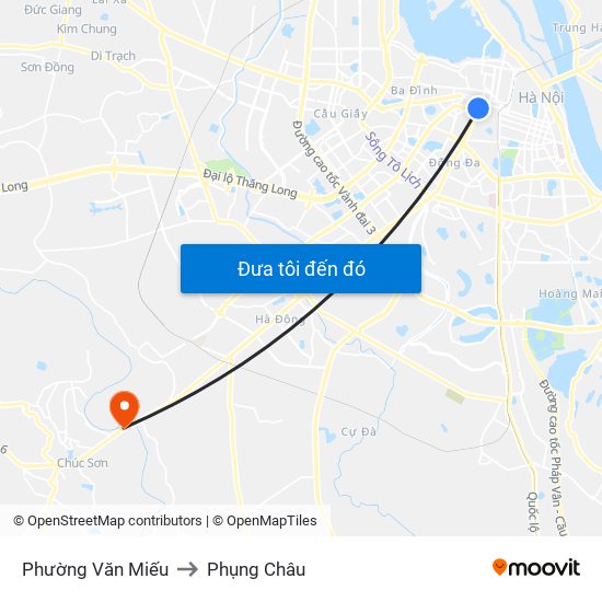 Phường Văn Miếu to Phụng Châu map