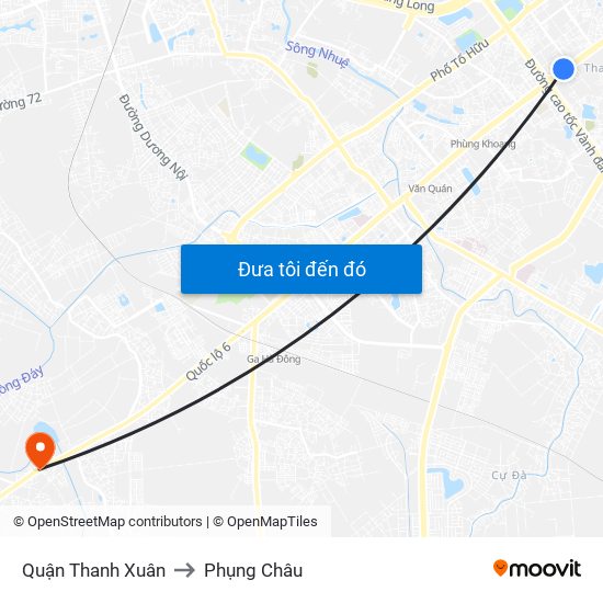 Quận Thanh Xuân to Phụng Châu map