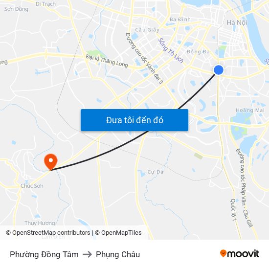 Phường Đồng Tâm to Phụng Châu map