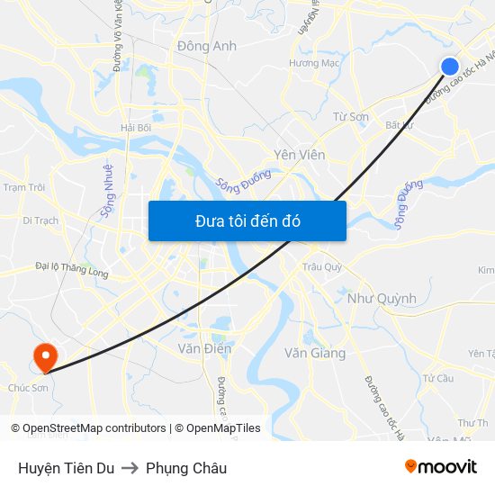 Huyện Tiên Du to Phụng Châu map