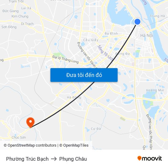 Phường Trúc Bạch to Phụng Châu map