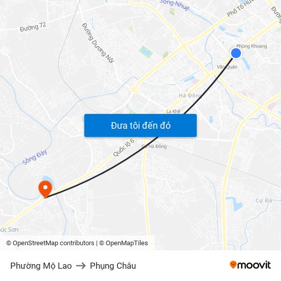 Phường Mộ Lao to Phụng Châu map