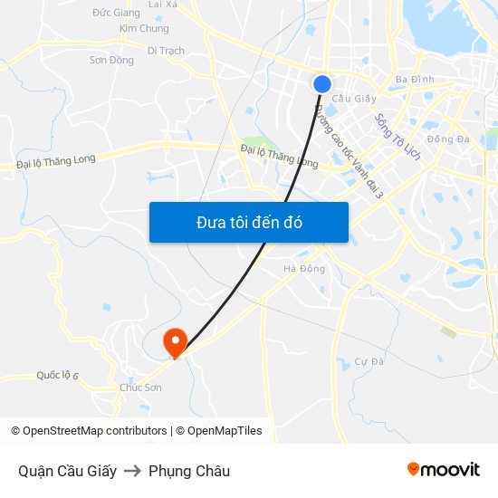 Quận Cầu Giấy to Phụng Châu map