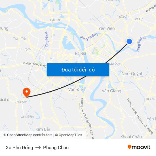 Xã Phù Đổng to Phụng Châu map