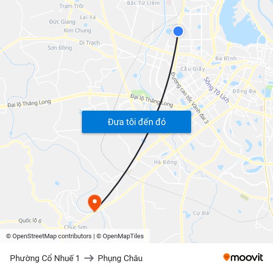 Phường Cổ Nhuế 1 to Phụng Châu map