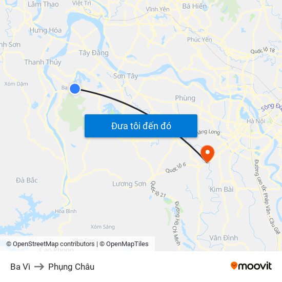 Ba Vì to Phụng Châu map