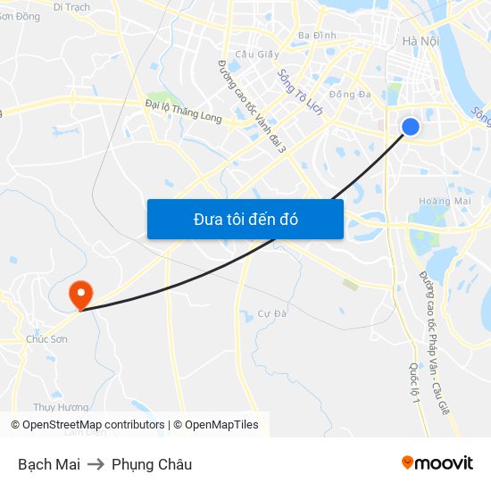 Bạch Mai to Phụng Châu map