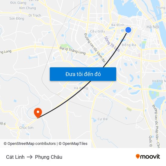 Cát Linh to Phụng Châu map