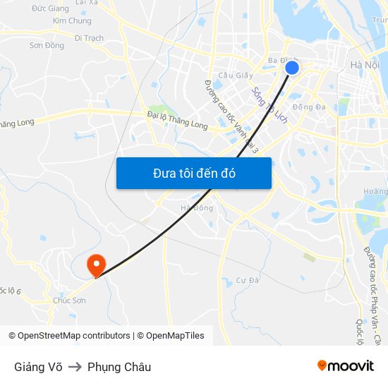 Giảng Võ to Phụng Châu map