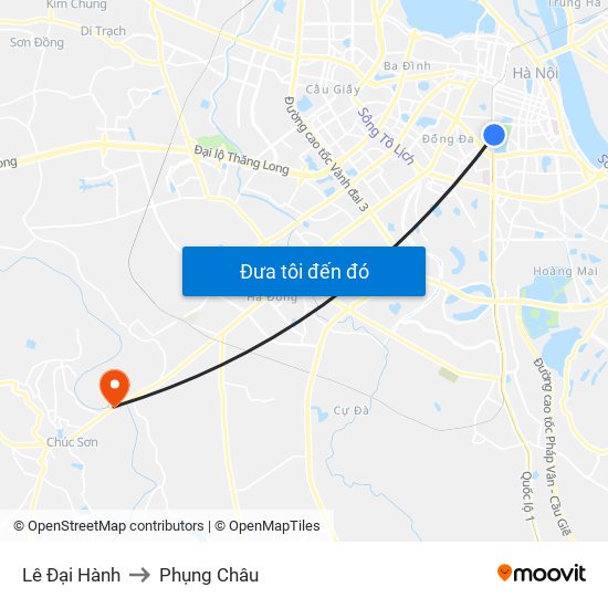 Lê Đại Hành to Phụng Châu map