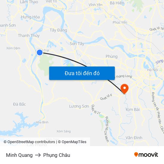 Minh Quang to Phụng Châu map