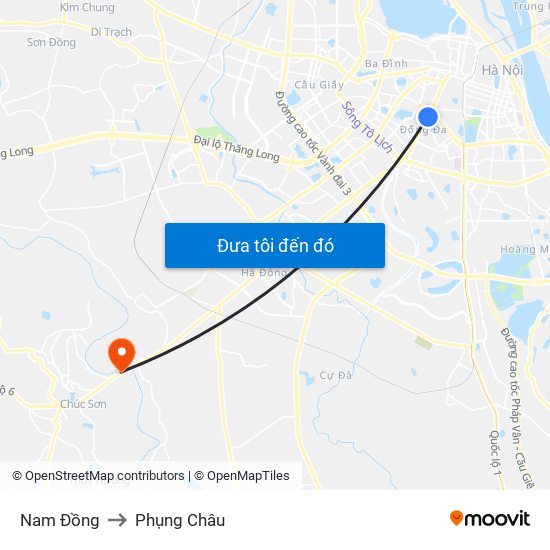 Nam Đồng to Phụng Châu map