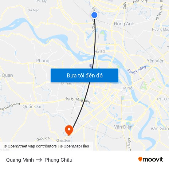 Quang Minh to Phụng Châu map