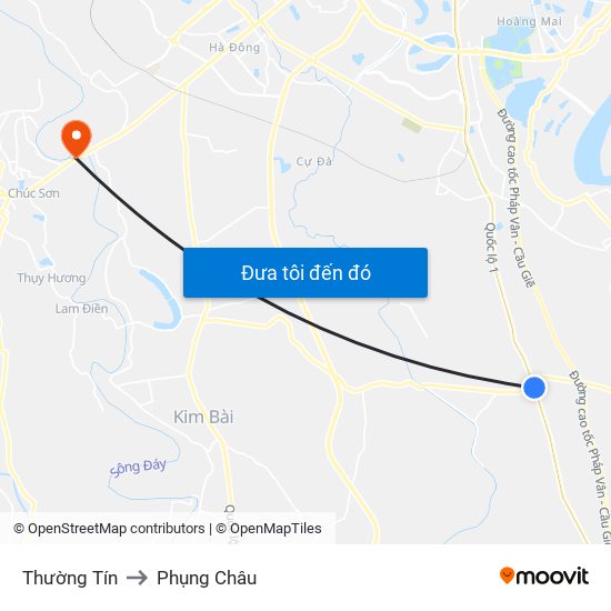 Thường Tín to Phụng Châu map