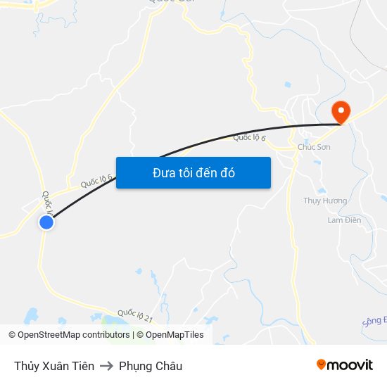 Thủy Xuân Tiên to Phụng Châu map