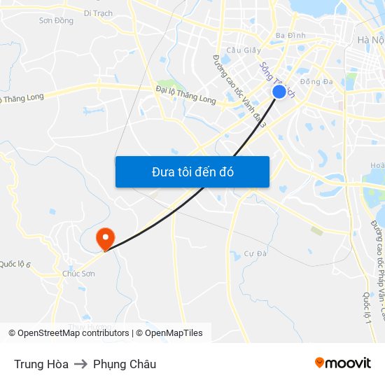 Trung Hòa to Phụng Châu map