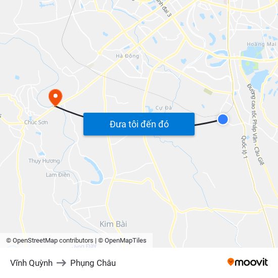 Vĩnh Quỳnh to Phụng Châu map