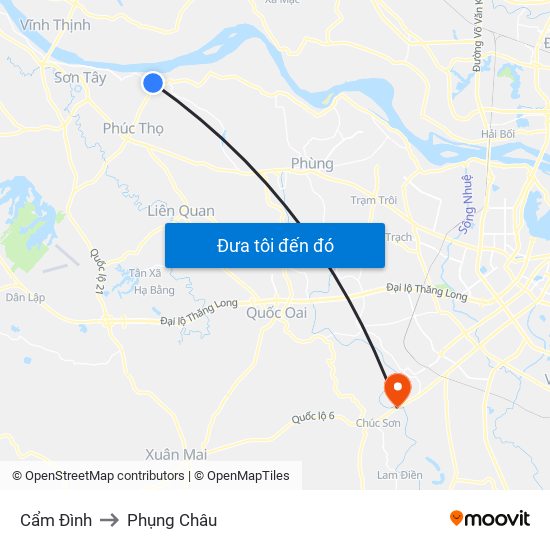 Cẩm Đình to Phụng Châu map