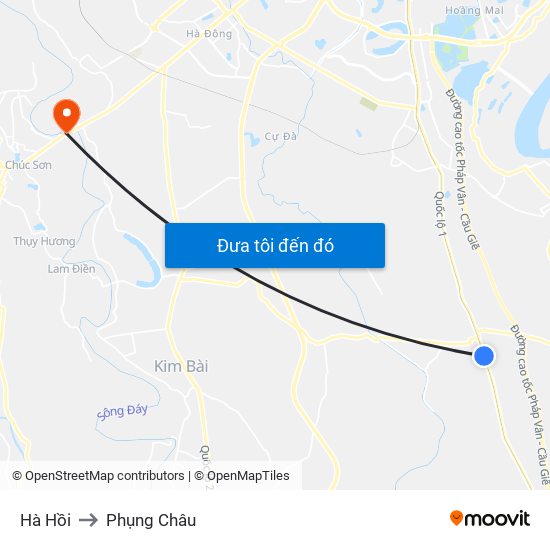 Hà Hồi to Phụng Châu map