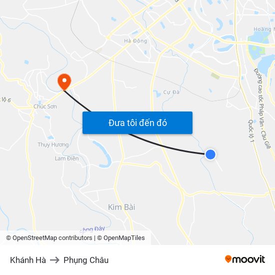 Khánh Hà to Phụng Châu map