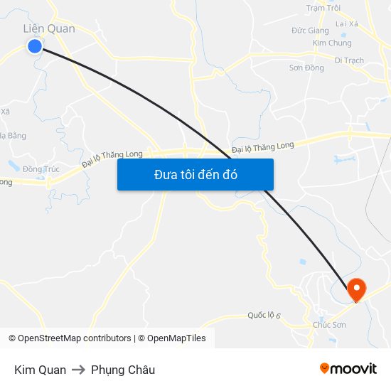 Kim Quan to Phụng Châu map