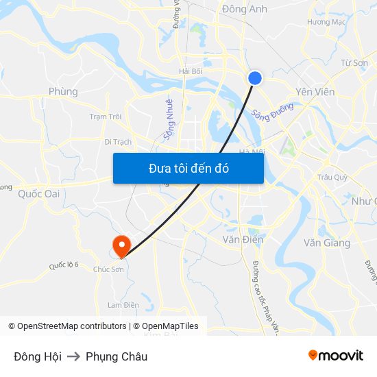 Đông Hội to Phụng Châu map