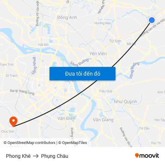 Phong Khê to Phụng Châu map