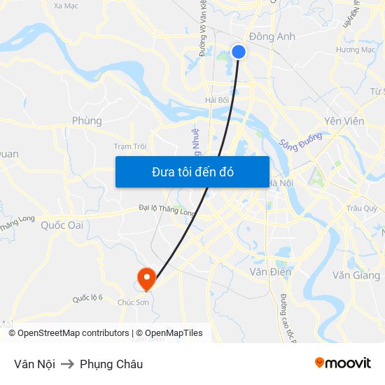 Vân Nội to Phụng Châu map