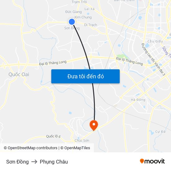 Sơn Đồng to Phụng Châu map